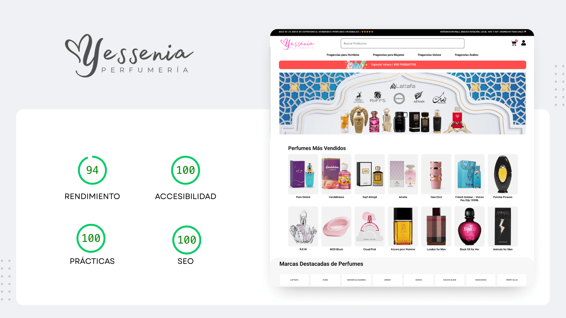 Caso de éxito SEO - Perfumería Yessenia E-commerce Chile
